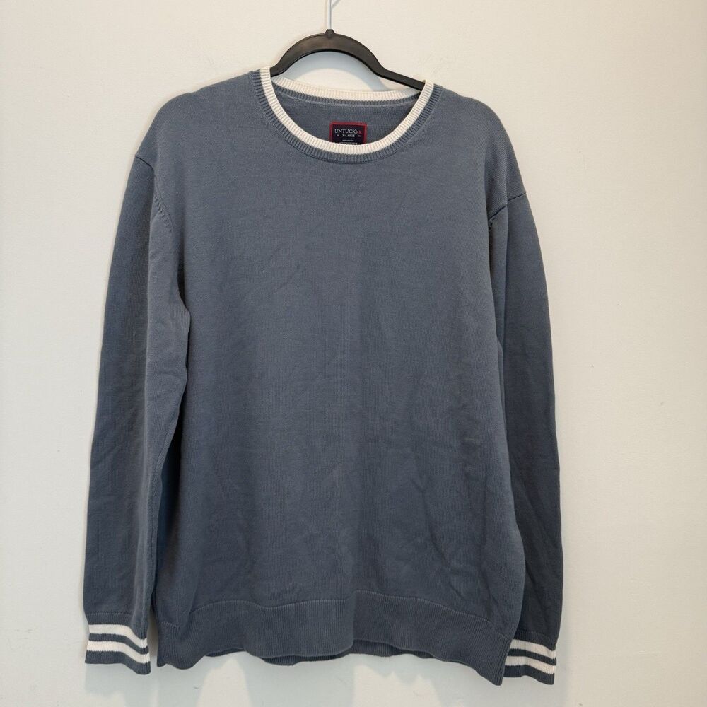 UNTUCKit Pullover Blue Long Sleeve Lightweight Sweater Mens XL